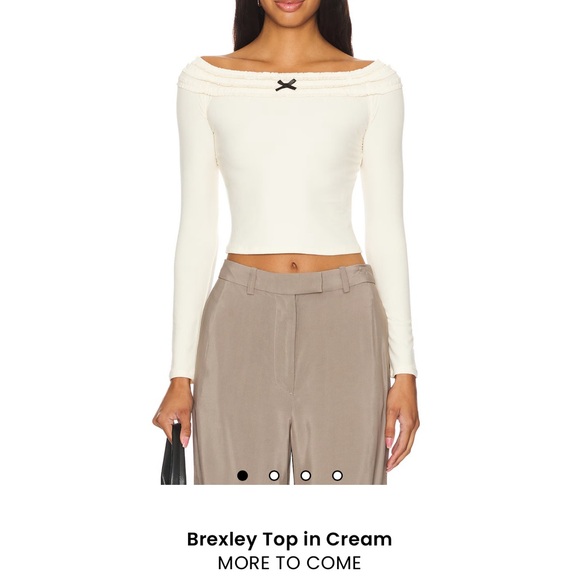 REVOLVE Cream Off-Shoulder Crop Top - Picture 1 of 3